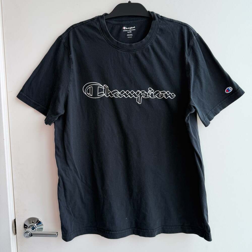 Champion Authentic Athleticwear Black Graphic T-Shirt Size XL